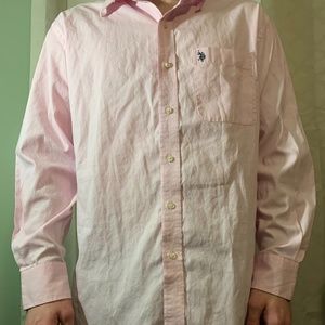 Polo Oxford Button Up Pink Shirt Med